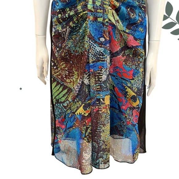 🛍️3/$40 Bold Abstract Print Sleeveless Midi Dress with Front Zipper – Size M - Picture 5 of 6